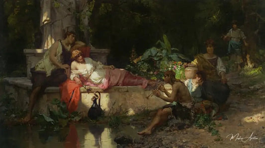 Une idylle d’été - Cesare-Auguste Detti Reproductions de tableaux à la peinture à l’huile