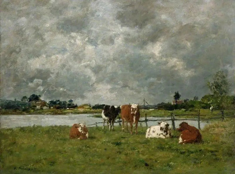 פרות בשדה תחת שמיים סוערים, 1877 - יוג'ין בודן