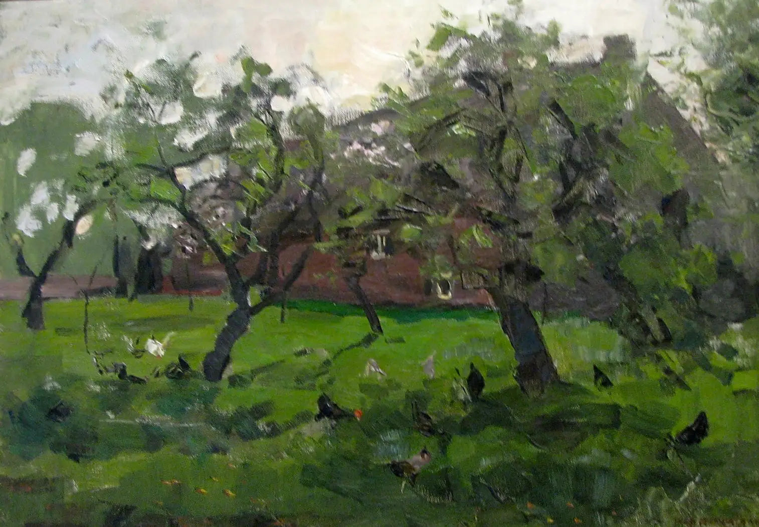 Reproduction du tableau « Verger avec poules - Piet Mondrian » par Alpha Reproduction en peinture à l’huile