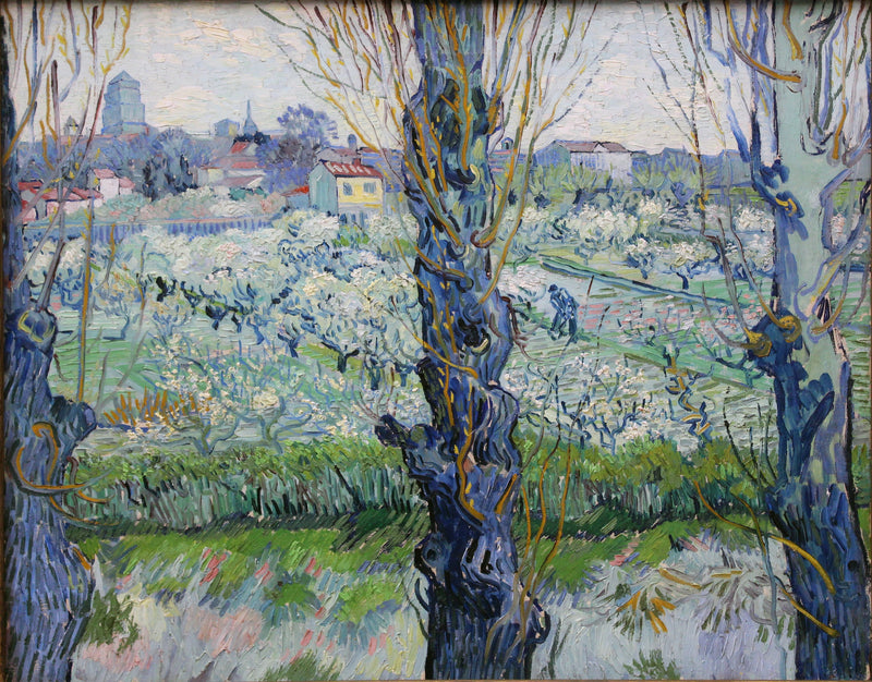 פרדס פורח עם נוף מארלס - Vincent van Gogh