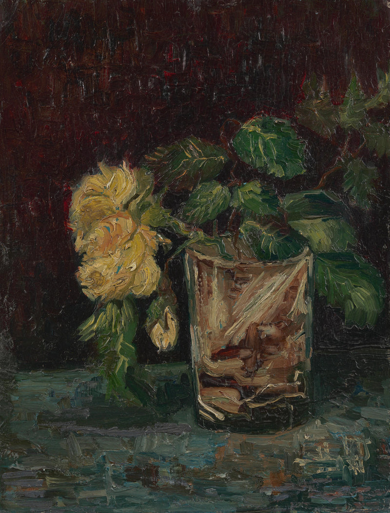 זכוכית עם ורדים צהובים - Vincent van Gogh