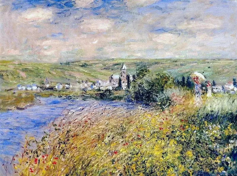 Vétheuil נראה מ-Île Saint-Martin W596 - Claude Monet