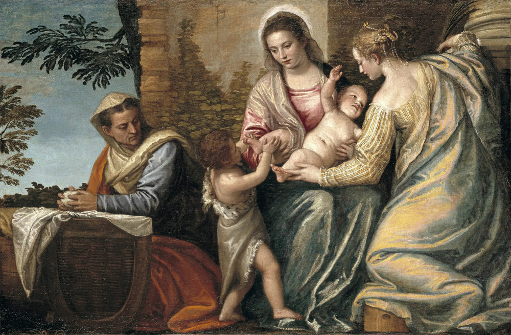 Vierge à l'Enfant avec sainte Élisabeth, saint Jean le Baptiste enfant et sainte Catherine - Paul Véronèse image 1 reproduction de peinture à l’huile