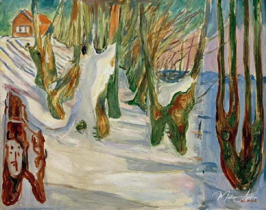 Vieux arbres (Hiver, Ekely) - Edvard Munch - Reproductions de tableaux et peintures haut de gamme