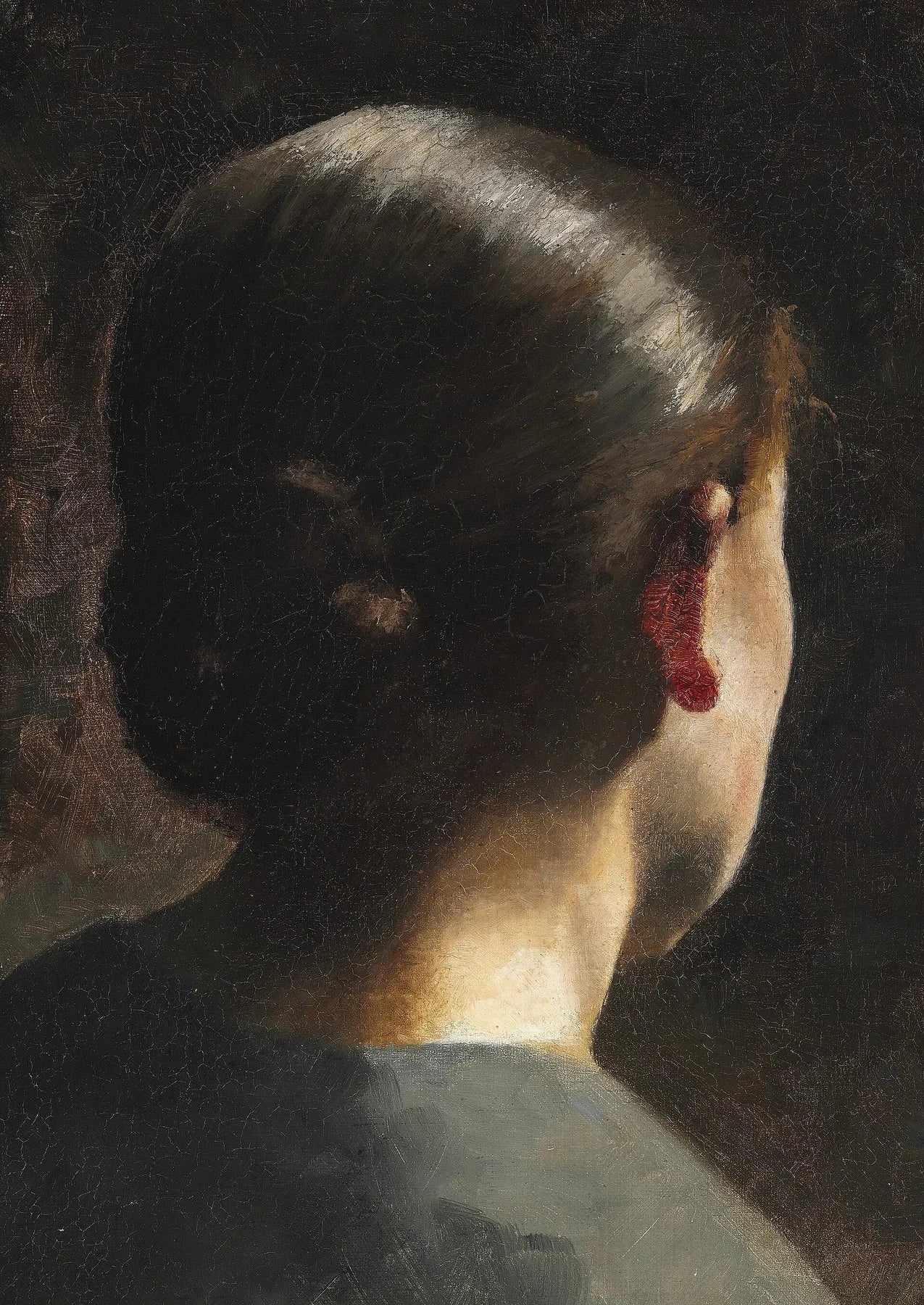 Anna Hammershøi vue de dos, peinture de Vilhelm Hammershøi