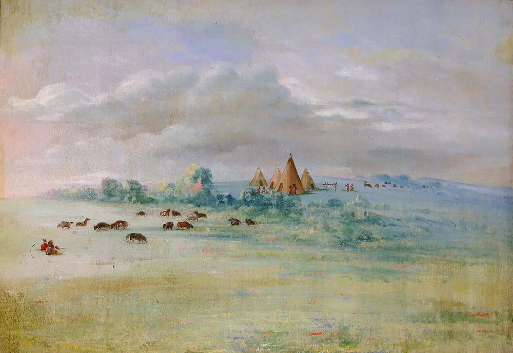 Village Sioux, lac Calhoun, près de Fort Snelling - George Catlin image 1 reproduction réalisée par Alpha Reproduction