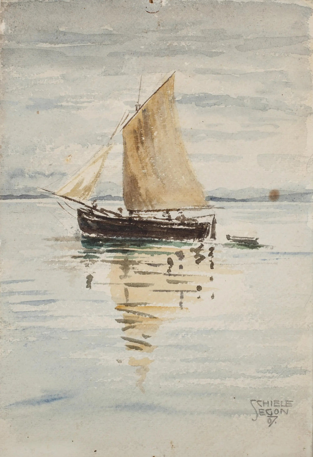 Voilier avec reflets - Egon Schiele image 1 reproduction de peinture à l’huile