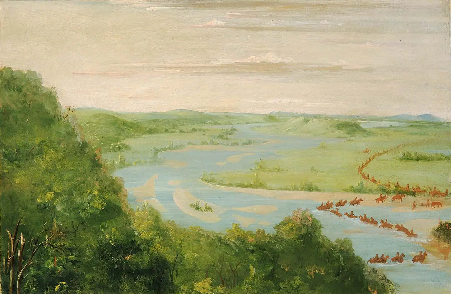 Vue de la rivière Canadienne Dragoons Crossing - George Catlin - Alpha Reproduction