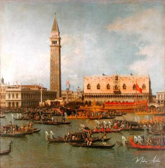 Vue du Palais de Saint-Marc, Venise, avec les préparatifs du mariage du Doge - Giovanni Antonio Canal - Reproductions de tableaux et peintures haut de gamme