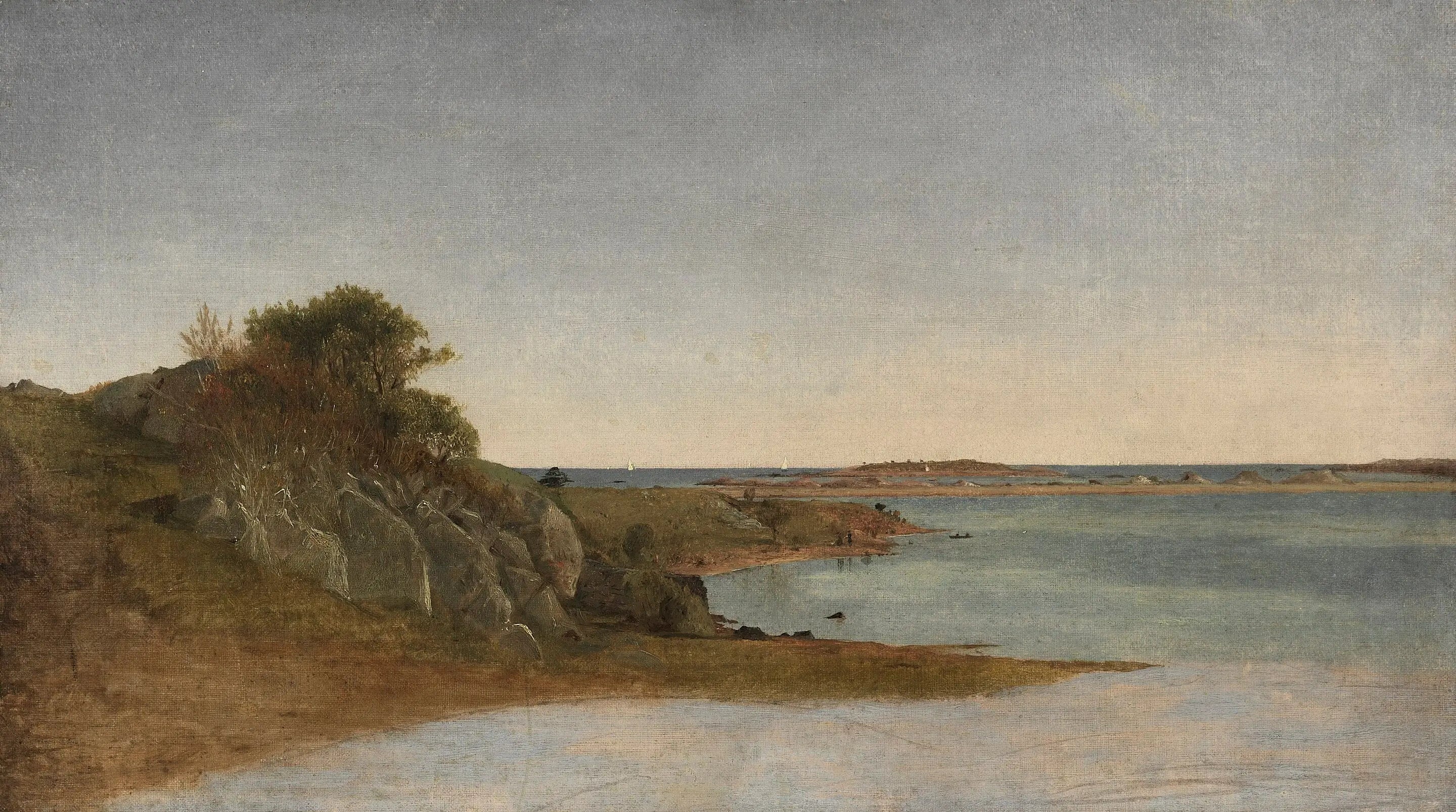 Vue près de Newport - John Frederick Kensett image 1 copie peinte à la main à l’huile
