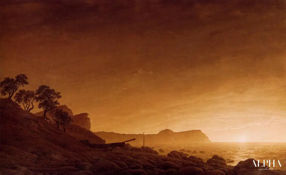 Vue sur Arcona à l'apparition de la lune - Caspar David Friedrich - Reproductions de tableaux et peintures haut de gamme