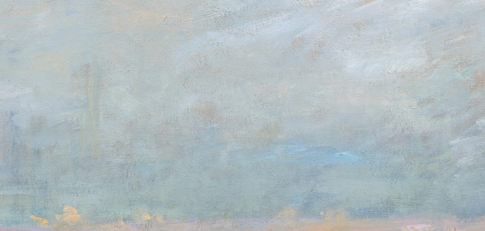 Détail du ciel aquamarine et des bâtiments dans la brume de Londres