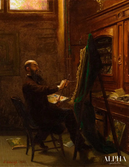 Worthington Whittredge dans son studio de Tenth Street - Emanuel Leutze - Reproductions de tableaux et peintures haut de gamme